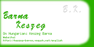 barna keszeg business card